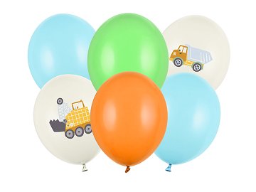 Ballons 30 cm, Véhicules de construction, Pastel Light Cream (1 pqt. / 6 pc.)