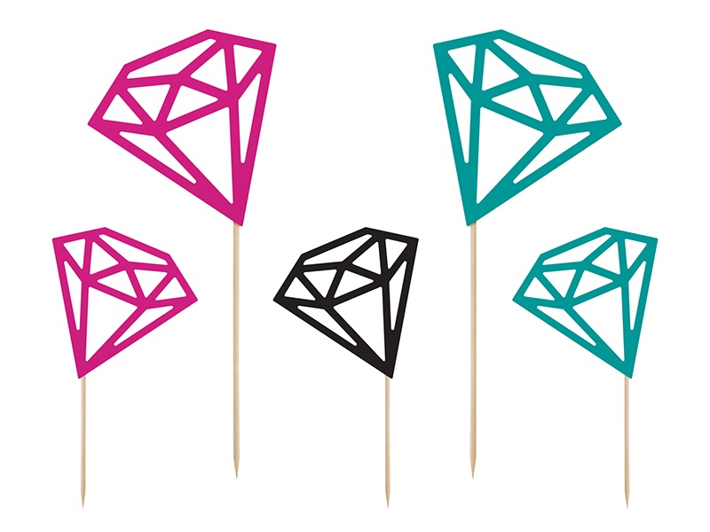 Tårttoppers – Diamanter – mix – 25.5 cm – 5-pack
