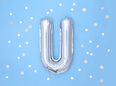 Foil Balloon Letter ''U'', 35cm, silver