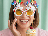 Brille Cupcake Happy Birthday, 18.5x11.5 cm, Weiß