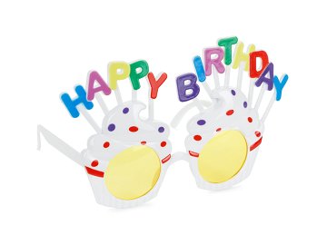Brille Cupcake Happy Birthday, 18.5x11.5 cm, Weiß