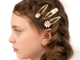 Haarspangen Gänseblümchen, 5x1,5-2 cm, gold (1 VPE / 3 Stk.)