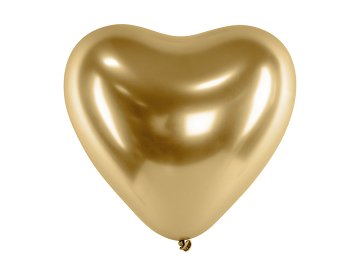 Ballons Glossy 30 cm, Coeurs, doré (1 pqt. / 50 pc.)
