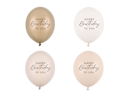Balloons 30 cm, Happy Birthday, beige mix (1 pkt / 50 pc.)