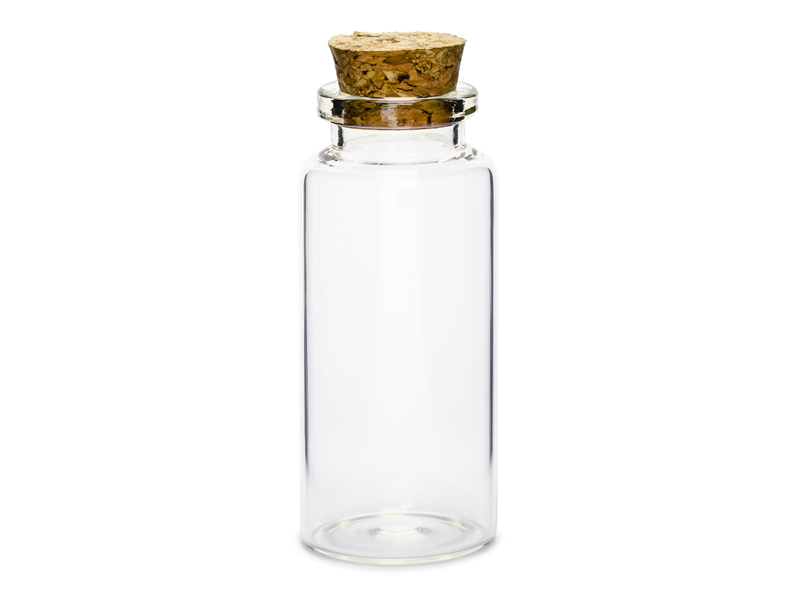 Glasflaska med korkpropp – 7.5 cm – 12-pack