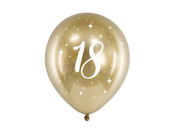Ballons Glossy 30 cm, 18, or (1 pqt. / 6 pc.)