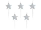 Birthday candles Stars, silver, 3.5cm (1 pkt / 5 pc.)