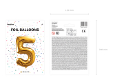 Folienballon Ziffer ''5'', 86cm, gold