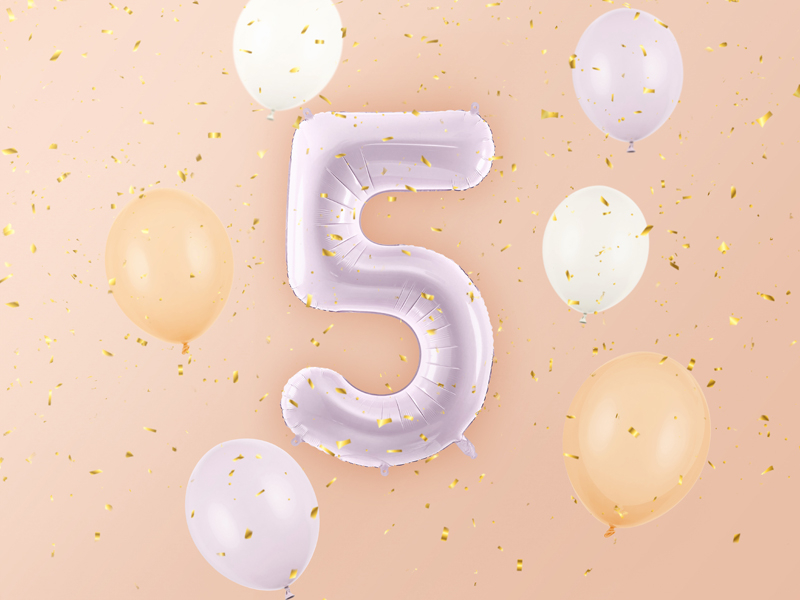 Foil Balloon Number ''5'', 72cm, purple - Designer decorations and ...