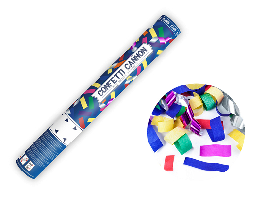 Tuba z konfetti i serpentynami, mix, 40cm