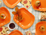 Assiettes en papier Citrouille, 23,5x24 cm, orange (1 pqt. / 6 pc.)