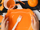 Assiettes en papier Citrouille, 23,5x24 cm, orange (1 pqt. / 6 pc.)