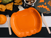 Assiettes en papier Citrouille, 23,5x24 cm, orange (1 pqt. / 6 pc.)