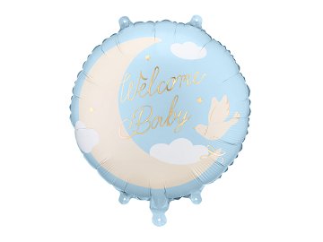 Balon foliowy pastylka Welcome Baby, 35x35 cm, jasnoniebieski