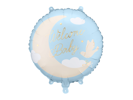 Balon foliowy pastylka Welcome Baby, 35x35 cm, jasnoniebieski