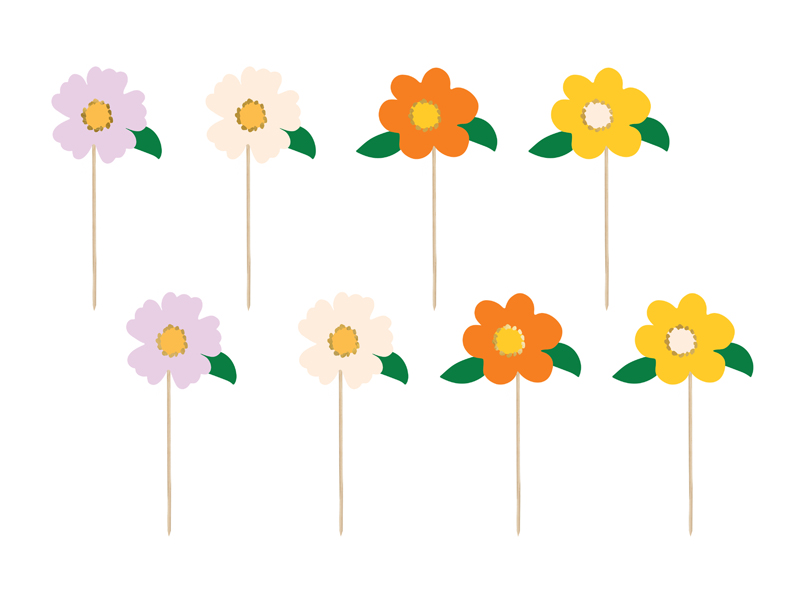 Tårttoppers – Blommor – mix – 13 cm – 8-pack