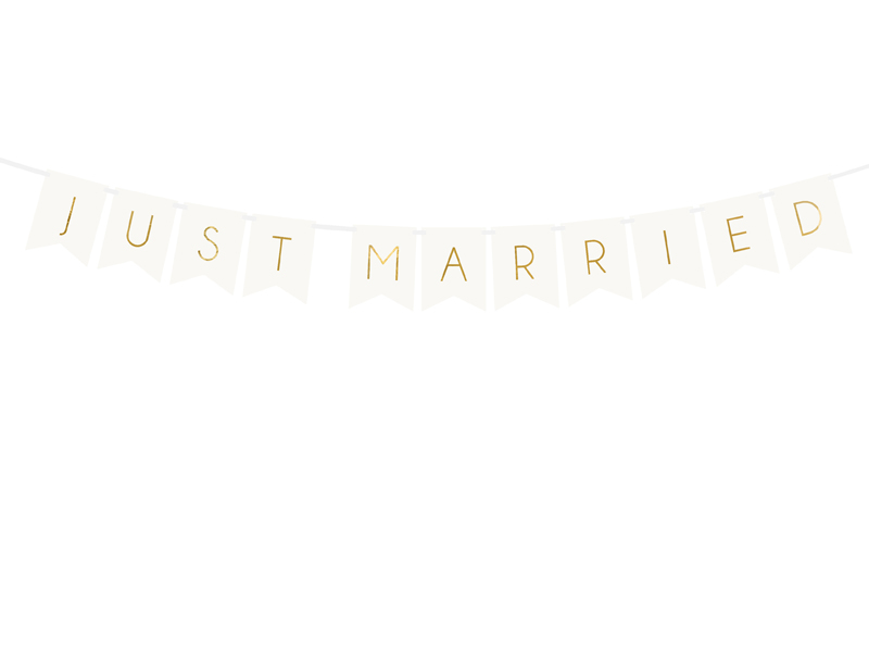 Just Married Banner – Glitzerndes Hochzeits-Deko-Banner, Vorbespannt, 16 Cm Hoch, Gold