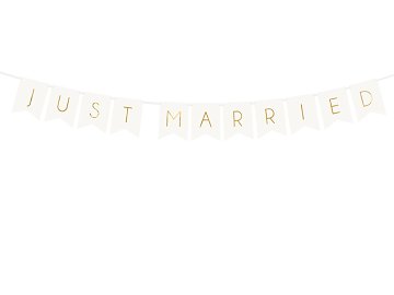 Banner Just Married, weiß, 15 x 155 cm