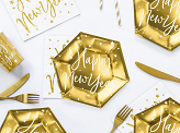Plates Happy New Year, gold, 20cm (1 pkt / 6 pc.)