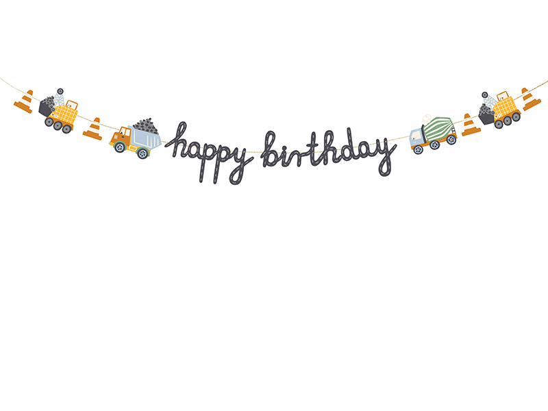 Flaggbanner – Happy Birthday – Byggfordon – mix – 2 m