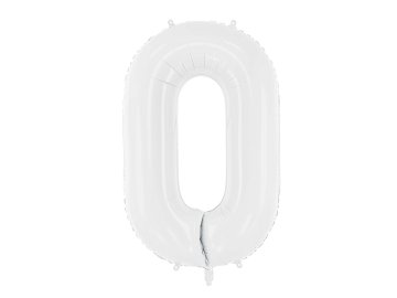 Balon foliowy Cyfra ''0'', 86 cm, biały