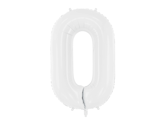 Foil ballon Number ''0'', 86 cm, white