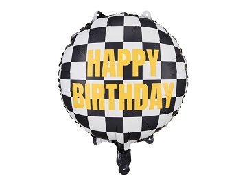 Balon foliowy Szachownica Happy Birthday, 45 cm, mix