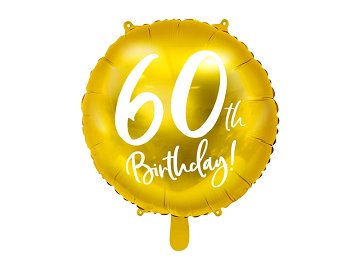 Ballon Mylar 60e anniversaire, or, 45cm