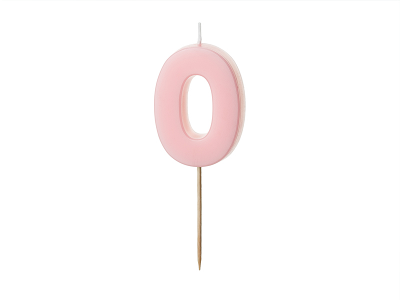 Sifferljus – siffra 0 – ljusrosa – 5,5 cm