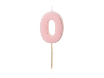 Birthday candle Number 0, light pink, 5.5 cm