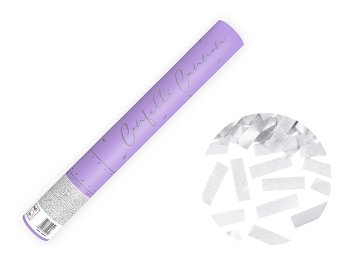 Tuba z konfetti, srebrny, 40 cm