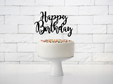 Cake topper Happy Birthday, black, 22.5cm