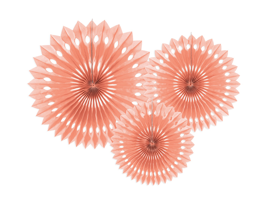 Rosettes décoratives, pêche clair, 20-30cm (1 pqt. / 3 pc.)