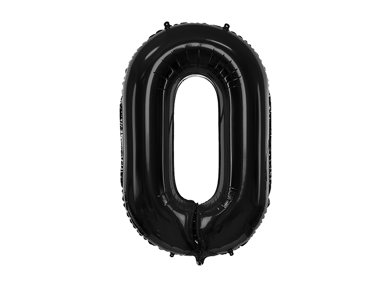 Sifferballong – siffra 0 – svart – 86 cm