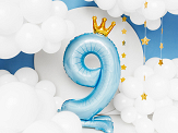 Standing foil balloon Number ''9'' , 84 cm,  sky-blue