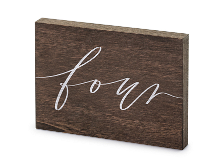 Numéro en bois sur table, ''Four'', 2x18x12,5 cm