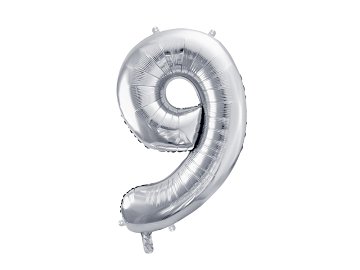 Folienballon Ziffer ''9'', 72cm, silber