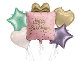 Foil balloon set Gift Happy Birthday, mix (1 pkt / 5 pc.)