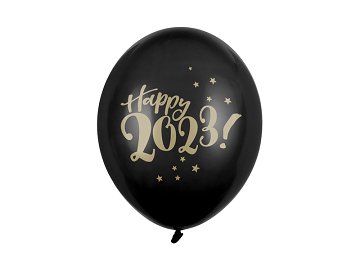 Balloons 30cm, Happy 2023!, Pastel Black (1 pkt / 6 pc.)