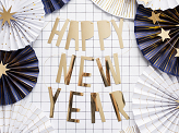 Banner Happy New Year, gold, 10 x 90 cm
