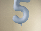 Foil Balloon Number ''5'', 86cm, misty blue