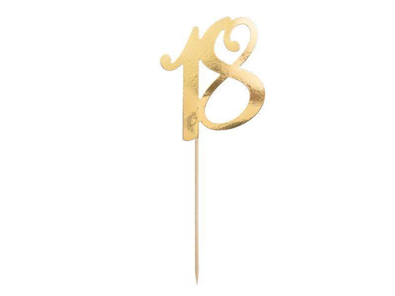 Tårttoppers – 18-årsdag – guld – 20.5 cm