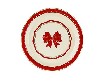 Talerzyki Kokarda, 18 cm, czerwono-beżowy (1 op. / 6 szt.)