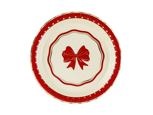 Talerzyki Kokarda, 18 cm, czerwono-beżowy (1 op. / 6 szt.)