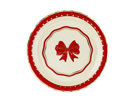 Talerzyki Kokarda, 18 cm, czerwono-beżowy