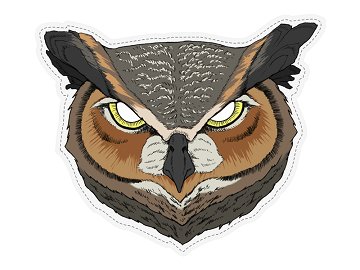Mask Horned Owl, 28 x 23 cm
