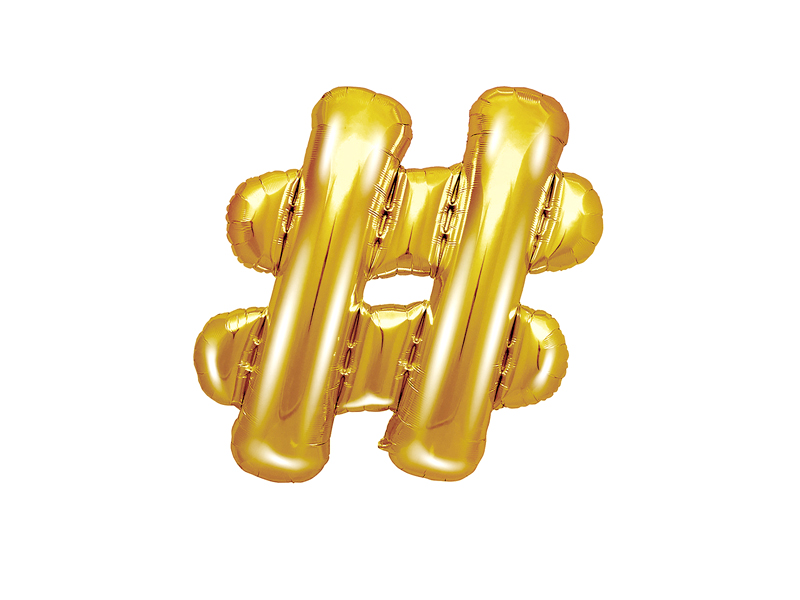 Bokstavsballong – # – guld – 35 cm
