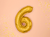 Foil Balloon Number ''6'', 35cm, gold