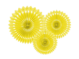 Rosettes décoratives, jaune, 20-30cm (1 pqt. / 3 pc.)