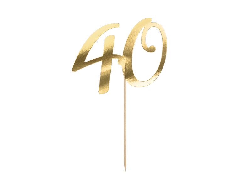 Tårttoppers – 40-årsdag – guld – 20.5 cm